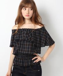 Heather | チェックオフショルブラウス　726903(シャツ/ブラウス)