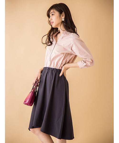 Fabia ファビア の オーバーシャツドッキングワンピース Ll シャツワンピース Wear