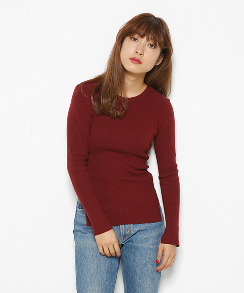 SLY（スライ）の「WARM CUT RIB SLIT ロンT（Tシャツ/カットソー・レディース・ブラック/オフホワイト/ワインレッド・1/2）」の3枚目の写真