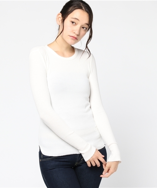 SLY（スライ）の「WARM CUT RIB SLIT ロンT（Tシャツ/カットソー・レディース・ブラック/オフホワイト/ワインレッド・1/2）」の11枚目の写真