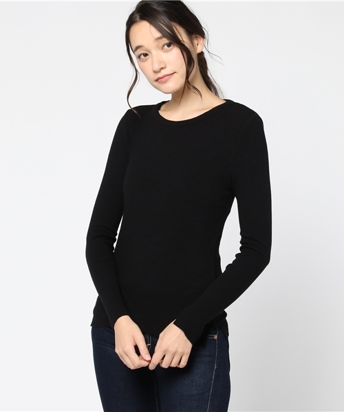 SLY（スライ）の「WARM CUT RIB SLIT ロンT（Tシャツ/カットソー・レディース・ブラック/オフホワイト/ワインレッド・1/2）」の12枚目の写真