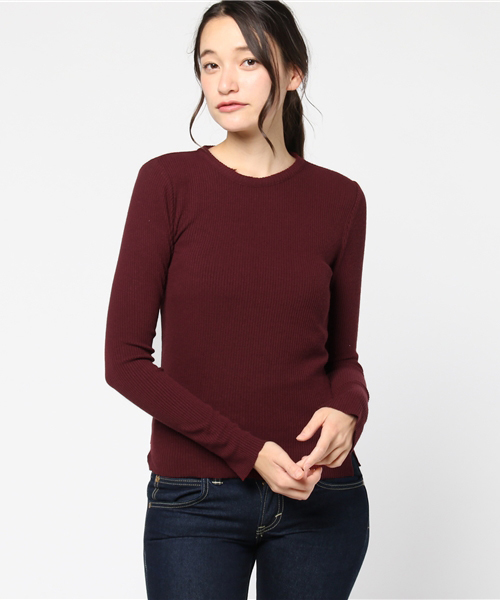 SLY（スライ）の「WARM CUT RIB SLIT ロンT（Tシャツ/カットソー・レディース・ブラック/オフホワイト/ワインレッド・1/2）」の13枚目の写真