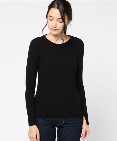 SLY（スライ）の「WARM CUT RIB SLIT ロンT（Tシャツ/カットソー・レディース・ブラック/オフホワイト/ワインレッド・1/2）」の4枚目の写真