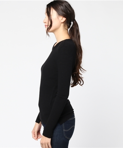 SLY（スライ）の「WARM CUT RIB SLIT ロンT（Tシャツ/カットソー・レディース・ブラック/オフホワイト/ワインレッド・1/2）」の5枚目の写真