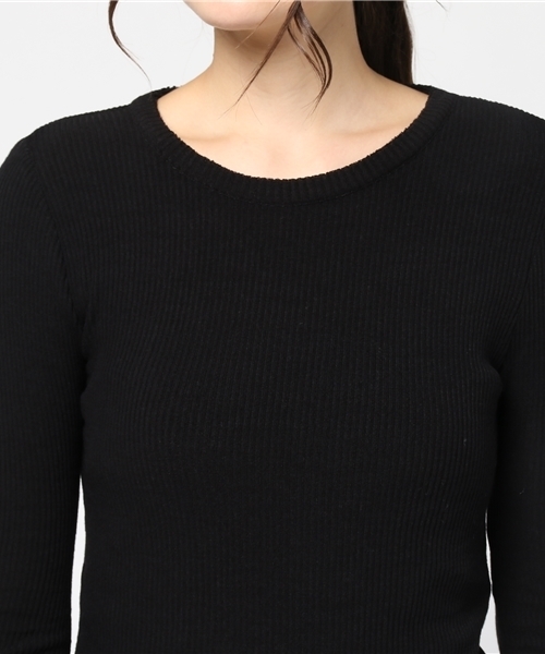 SLY（スライ）の「WARM CUT RIB SLIT ロンT（Tシャツ/カットソー・レディース・ブラック/オフホワイト/ワインレッド・1/2）」の7枚目の写真