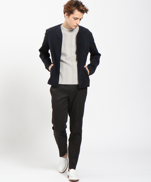 ABAHOUSE（アバハウス）の「ノーカラーフェイクスウェードブルゾン（ブルゾン・メンズ・ベージュ/ネイビー・46/48）」の11枚目の写真