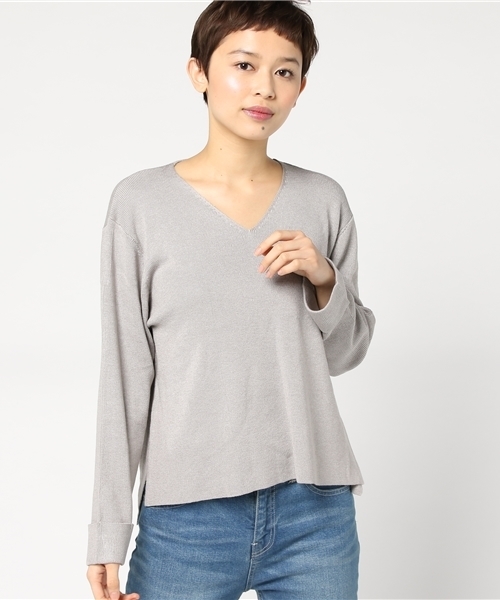 Honeys（ハニーズ）の「Ｖネックニットプルオーバー（ニット/セーター・レディース・ピンク/アイボリー/ブラック/杢グレー/ブルー・M/L）」の3枚目の写真