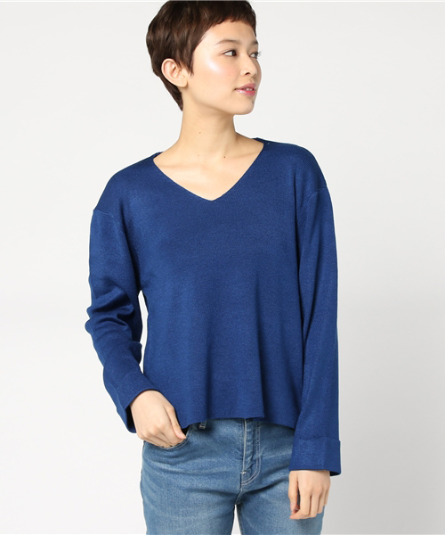 Honeys（ハニーズ）の「Ｖネックニットプルオーバー（ニット/セーター・レディース・ピンク/アイボリー/ブラック/杢グレー/ブルー・M/L）」の5枚目の写真