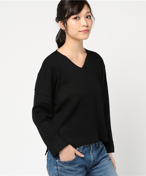 Honeys（ハニーズ）の「Ｖネックニットプルオーバー（ニット/セーター・レディース・ピンク/アイボリー/ブラック/杢グレー/ブルー・M/L）」の2枚目の写真