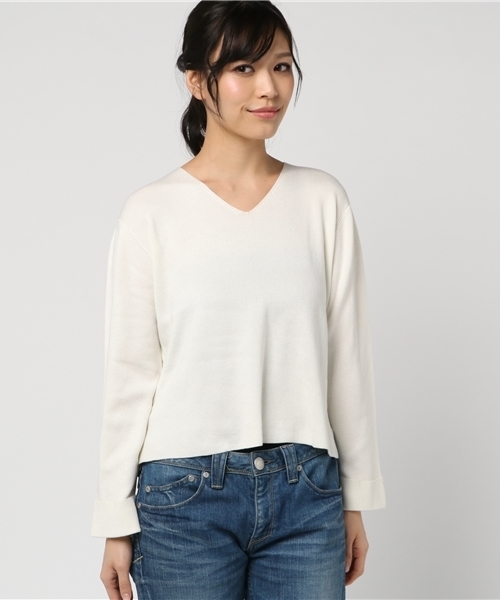 Honeys（ハニーズ）の「Ｖネックニットプルオーバー（ニット/セーター・レディース・ピンク/アイボリー/ブラック/杢グレー/ブルー・M/L）」の6枚目の写真