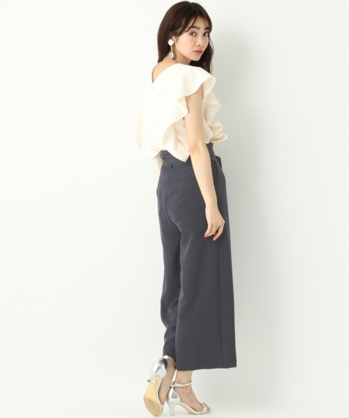 A part by（アパートバイ）の「【結婚式にも】P/フリルブラウス*ワイドパンツセットアップ 752330 （サロペット/オーバーオール・レディース・ボルドー/ネイビー/サックスブルー・MEDIUM/LARGE）」の6枚目の写真