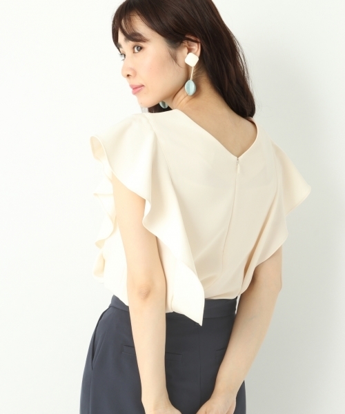 A part by（アパートバイ）の「【結婚式にも】P/フリルブラウス*ワイドパンツセットアップ 752330 （サロペット/オーバーオール・レディース・ボルドー/ネイビー/サックスブルー・MEDIUM/LARGE）」の10枚目の写真