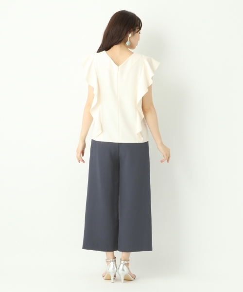 A part by（アパートバイ）の「【結婚式にも】P/フリルブラウス*ワイドパンツセットアップ 752330 （サロペット/オーバーオール・レディース・ボルドー/ネイビー/サックスブルー・MEDIUM/LARGE）」の16枚目の写真