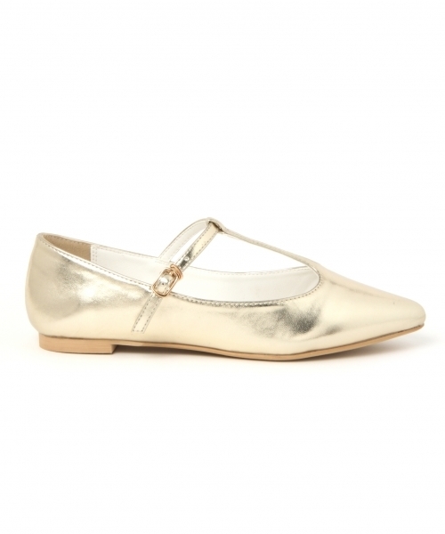 A part by（アパートバイ）の「Ｔストラップフラットシューズ　767123 （パンプス・レディース・ブラック/ゴールド・LARGE/MEDIUM）」の4枚目の写真