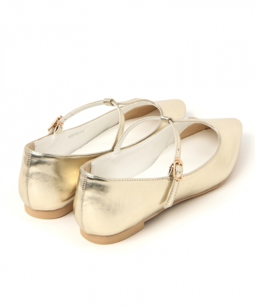 A part by（アパートバイ）の「Ｔストラップフラットシューズ　767123 （パンプス・レディース・ブラック/ゴールド・LARGE/MEDIUM）」の5枚目の写真