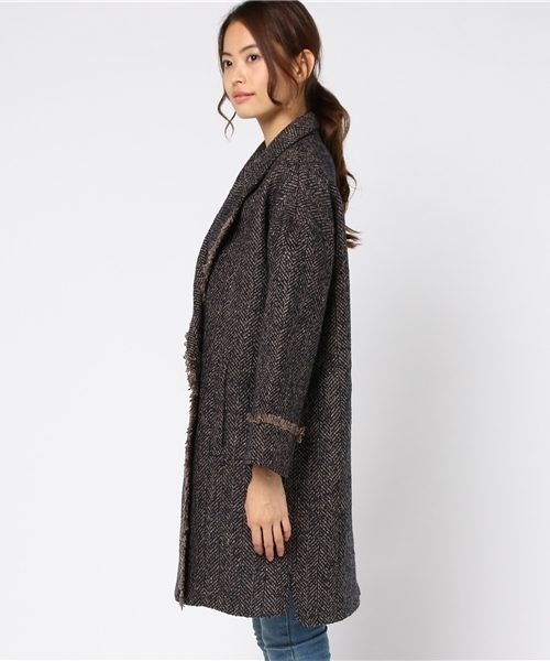 LBC（エルビーシー）の「ヘリンボンビックカラーコート（その他アウター・レディース・グレー/ブラウン・MEDIUM）」の6枚目の写真