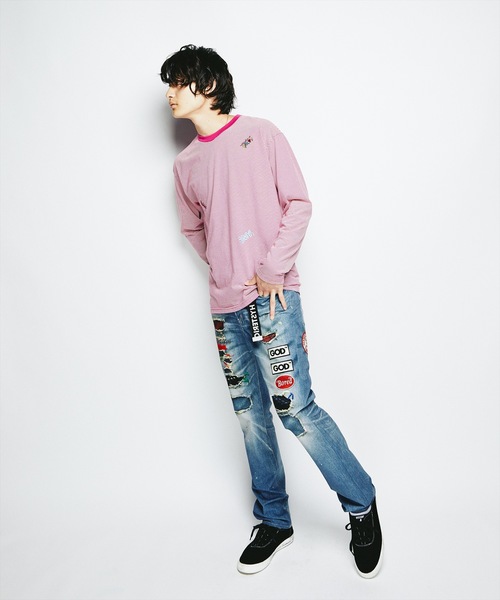 HYSTERIC GLAMOUR（ヒステリックグラマー）の「GOD PATCH DENIM pt スリムストレートPT（デニムパンツ・メンズ・ブルー系その他・LARGE/MEDIUM/SMALL）」の2枚目の写真