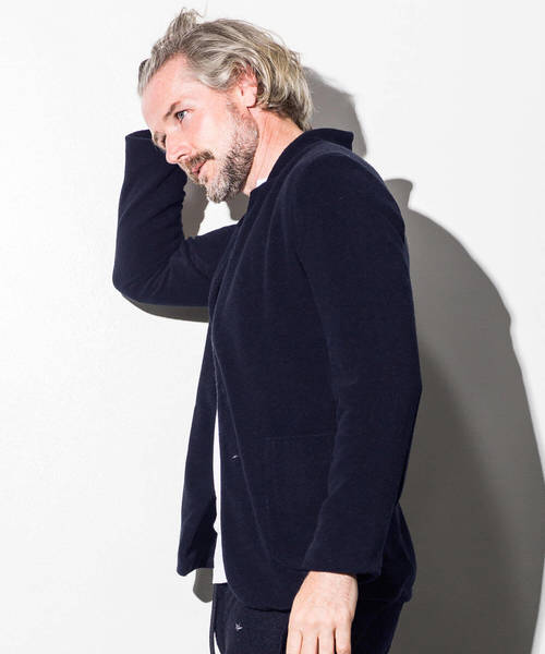 1piu1uguale3 RELAX（ウノピュウノウグァーレトレリラックス）の「1PIU1UGUALE3 RELAX(ウノピゥウノウグァーレトレ)テリークロスパイルジャケット（テーラードジャケット・メンズ・ブラック/グレー/ネイビー・SMALL/MEDIUM/LARGE/X-LARGE）」の6枚目の写真