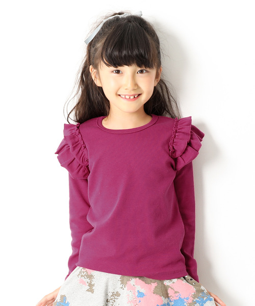 devirock(デビロック)の「厚手もっちり肩フリル長袖Tシャツ(Tシャツ/カットソー・キッズ・ピンク系その他/ネイビー/グリーン系その他/レッド系その他/オフホワイト/スモークピンク/ブラック/カーキ/ラベンダー/ヘザーチャコール/キャメル/ブルーグレー・100cm/110cm/120cm/130cm/140cm/150cm/80cm/90cm/160cm)」の11枚目の写真