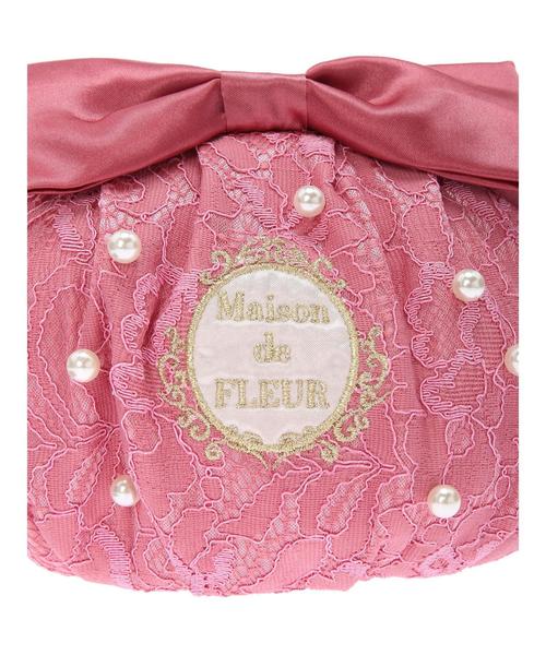 Maison de FLEUR(メゾンドフルール)の「ピンクピンクピンクレースパールリボンポーチ(ポーチ・レディース・ピンク/ライトピンク/ピンク系その他2・FREE)」の6枚目の写真