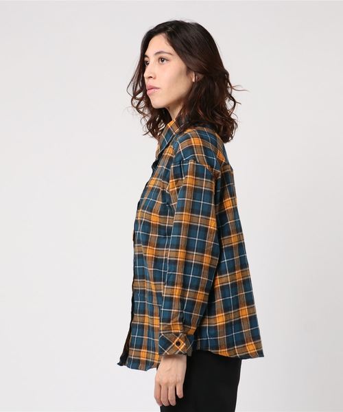 VENCEEXCHANGE（ヴァンスエクスチェンジ）の「3WAYチェックシャツ（シャツ/ブラウス・レディース・イエロー/スカイブルー/ブラウン・M）」の4枚目の写真