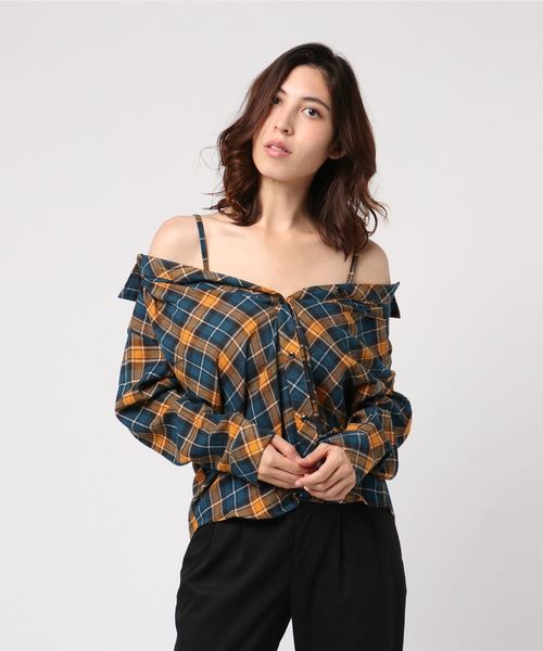 VENCEEXCHANGE（ヴァンスエクスチェンジ）の「3WAYチェックシャツ（シャツ/ブラウス・レディース・イエロー/スカイブルー/ブラウン・M）」の7枚目の写真