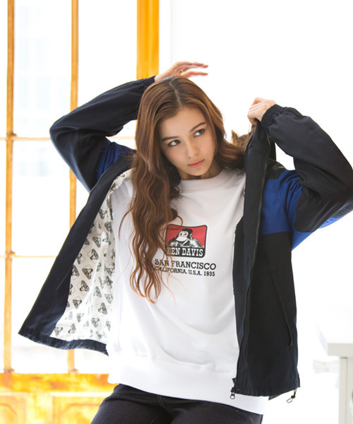 BEN DAVIS/PROJECT LINE（ベンデイビスプロジェクトライン）の「BEN DAVIS PROJECTLINE HOOD JACKET/ベンデイビス 切替しフードジャケット（マウンテンパーカー・メンズ・ネイビー/ブラック系その他/ブラック×レッド・MEDIUM/LARGE/X-LARGE）」の11枚目の写真