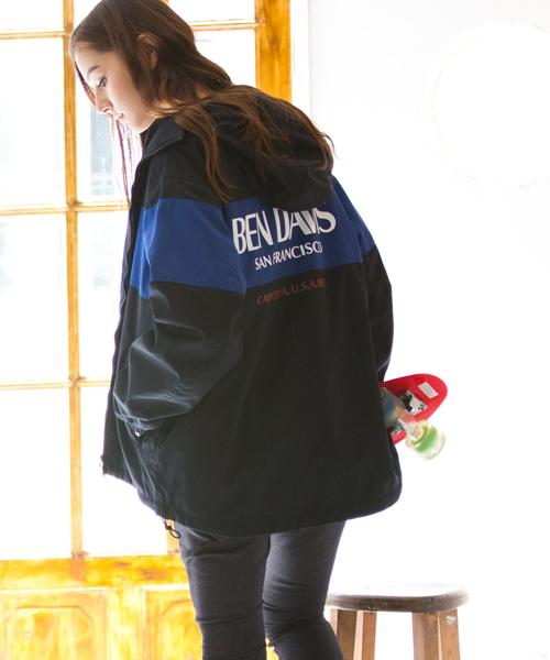 BEN DAVIS/PROJECT LINE（ベンデイビスプロジェクトライン）の「BEN DAVIS PROJECTLINE HOOD JACKET/ベンデイビス 切替しフードジャケット（マウンテンパーカー・メンズ・ネイビー/ブラック系その他/ブラック×レッド・MEDIUM/LARGE/X-LARGE）」の8枚目の写真