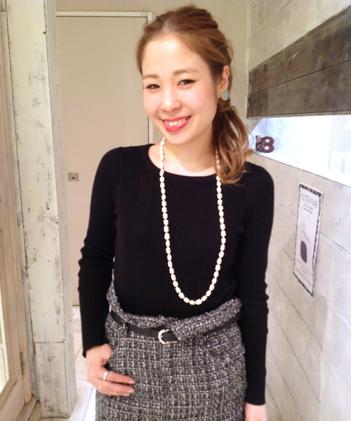 Chico（チコ）の「リブクルーニット（ニット/セーター・レディース・ホワイト/ブラック/グリーン・FREE）」の2枚目の写真