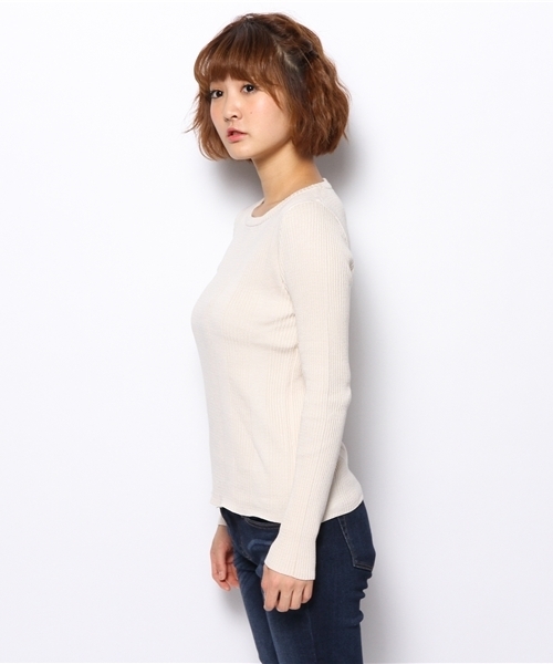 Chico（チコ）の「リブクルーニット（ニット/セーター・レディース・ホワイト/ブラック/グリーン・FREE）」の5枚目の写真