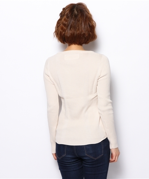 Chico（チコ）の「リブクルーニット（ニット/セーター・レディース・ホワイト/ブラック/グリーン・FREE）」の6枚目の写真