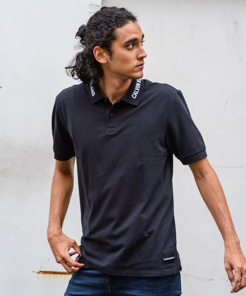 Calvin Klein Jeans(カルヴァンクラインジーンズ)の「ロゴ ニット ポロシャツ(ポロシャツ・メンズ・ホワイト/ブラック・S/M/L/XL)」の2枚目の写真