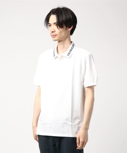 Calvin Klein Jeans(カルヴァンクラインジーンズ)の「ロゴ ニット ポロシャツ(ポロシャツ・メンズ・ホワイト/ブラック・S/M/L/XL)」の5枚目の写真