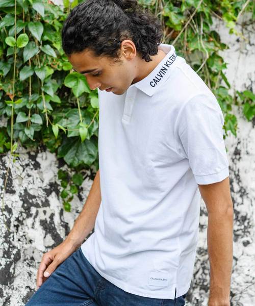 Calvin Klein Jeans(カルヴァンクラインジーンズ)の「ロゴ ニット ポロシャツ(ポロシャツ・メンズ・ホワイト/ブラック・S/M/L/XL)」の8枚目の写真