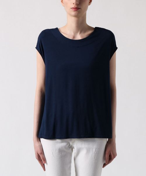 three dots（スリードッツ）の「リファインドジャージー スリーブレストップ（Tシャツ/カットソー・レディース・ネイビー/ブラック/ライトブラウン・SMALL/X-SMALL）」の5枚目の写真