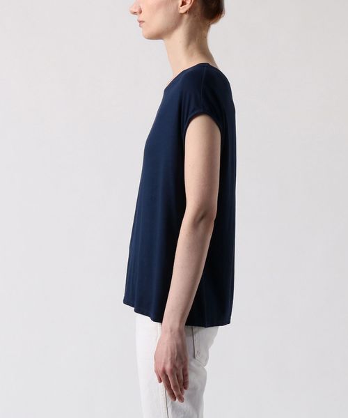 three dots（スリードッツ）の「リファインドジャージー スリーブレストップ（Tシャツ/カットソー・レディース・ネイビー/ブラック/ライトブラウン・SMALL/X-SMALL）」の6枚目の写真