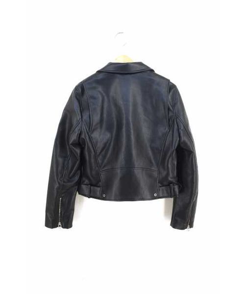 【未使用】ZARA フェイクレザーライダースダブルジャケット Lサイズ ブラック メール便無料】 【美品】ZARA L ブラック フェイクレザー ダブル