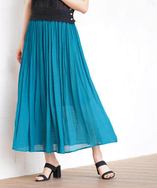 rps（アールピーエス）の「スラブ消しプリーツスカート（スカート・レディース・ブラック/グレイッシュベージュ/グリーン/ブルー/マスタード・M）」の3枚目の写真