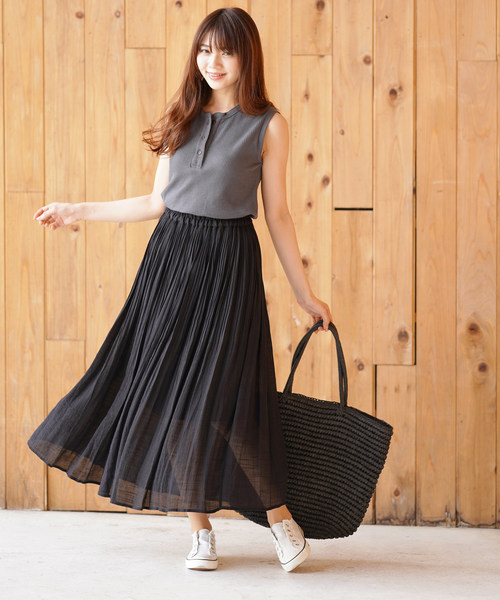 rps（アールピーエス）の「スラブ消しプリーツスカート（スカート・レディース・ブラック/グレイッシュベージュ/グリーン/ブルー/マスタード・M）」の6枚目の写真