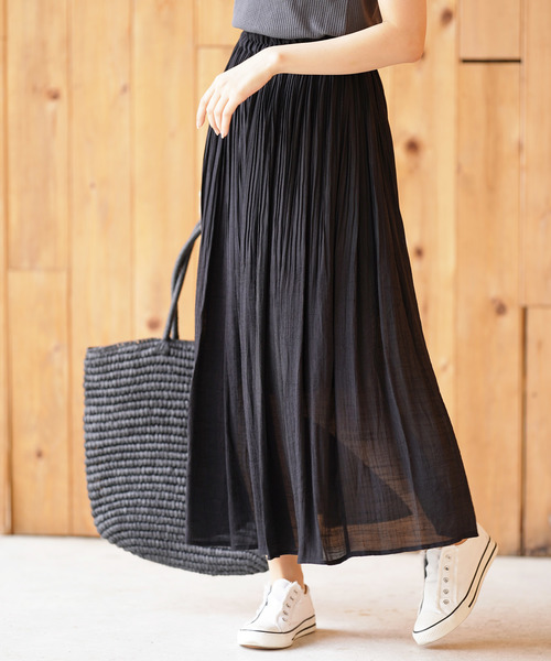 rps（アールピーエス）の「スラブ消しプリーツスカート（スカート・レディース・ブラック/グレイッシュベージュ/グリーン/ブルー/マスタード・M）」の7枚目の写真