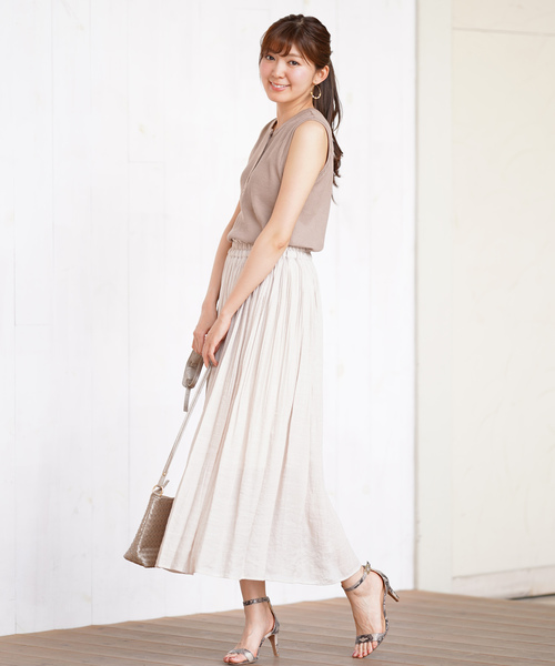 rps（アールピーエス）の「スラブ消しプリーツスカート（スカート・レディース・ブラック/グレイッシュベージュ/グリーン/ブルー/マスタード・M）」の8枚目の写真