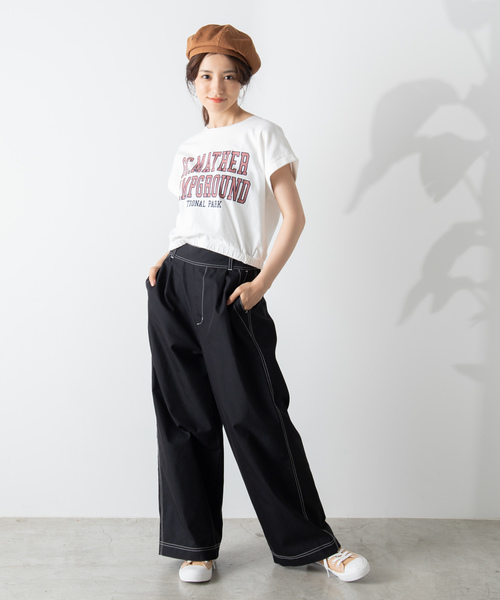 WEGO（ウィゴー）の「WEGO/ステッチタックワイドパンツ（スラックス・レディース・ベージュ/カーキ/ブラック/ホワイト/ダークベージュ・LARGE/SMALL/MEDIUM）」の16枚目の写真