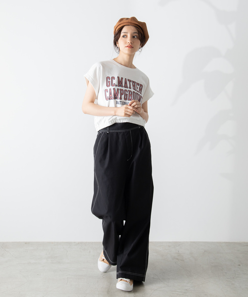 WEGO（ウィゴー）の「WEGO/ステッチタックワイドパンツ（スラックス・レディース・ベージュ/カーキ/ブラック/ホワイト/ダークベージュ・LARGE/SMALL/MEDIUM）」の20枚目の写真