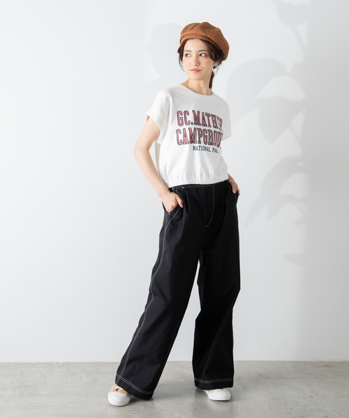 WEGO（ウィゴー）の「WEGO/ステッチタックワイドパンツ（スラックス・レディース・ベージュ/カーキ/ブラック/ホワイト/ダークベージュ・LARGE/SMALL/MEDIUM）」の12枚目の写真