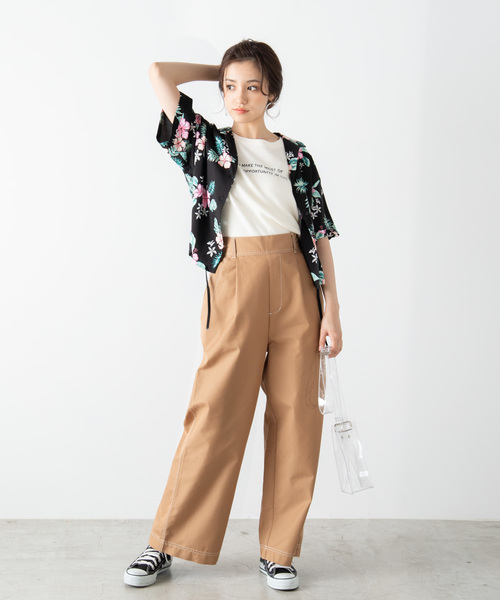 WEGO（ウィゴー）の「WEGO/ステッチタックワイドパンツ（スラックス・レディース・ベージュ/カーキ/ブラック/ホワイト/ダークベージュ・LARGE/SMALL/MEDIUM）」の15枚目の写真