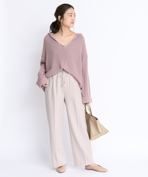 DouDou（ドゥドゥ）の「フード付片畦プルオーバーー（ニット/セーター・レディース・ベージュ/ブラウン/ピンク・FREE）」の21枚目の写真