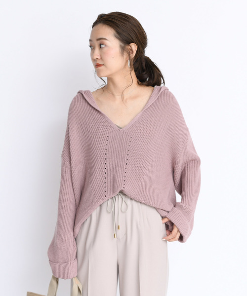 DouDou（ドゥドゥ）の「フード付片畦プルオーバーー（ニット/セーター・レディース・ベージュ/ブラウン/ピンク・FREE）」の20枚目の写真