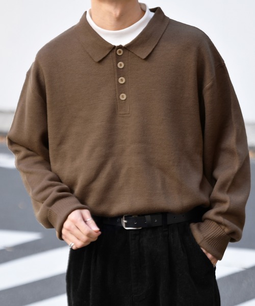 kutir(クティール)の「ポロニット(ニット/セーター・メンズ・ライトグレー/ダークグリーン/ダークブラウン・MEDIUM/LARGE)」の3枚目の写真