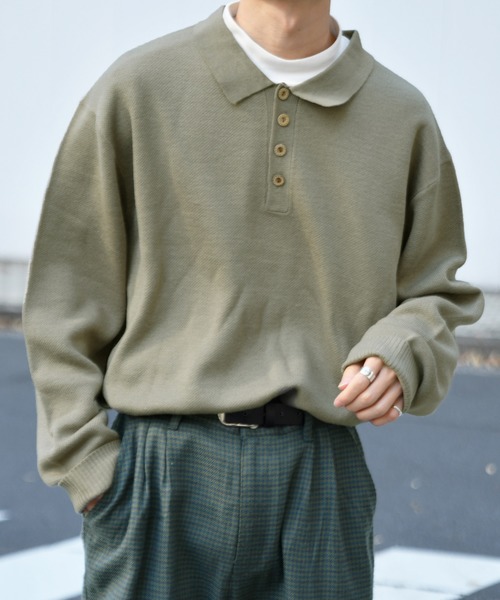 kutir(クティール)の「ポロニット(ニット/セーター・メンズ・ライトグレー/ダークグリーン/ダークブラウン・MEDIUM/LARGE)」の2枚目の写真