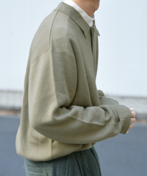 kutir(クティール)の「ポロニット(ニット/セーター・メンズ・ライトグレー/ダークグリーン/ダークブラウン・MEDIUM/LARGE)」の6枚目の写真